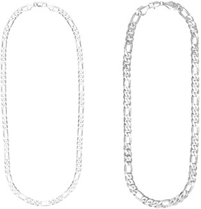 Shining Jewel 925 Silver Figaro Chain Combo Rhodium Plated Brass Chain