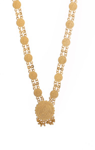 Shining Jewel 24K Ganesha Coin Gold-plated Plated Brass Necklace