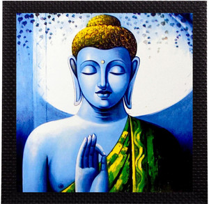 eCraftIndia Meditating Lord Buddha Satin Matt Textured UV Canvas 10 inch x 10 inch Painting