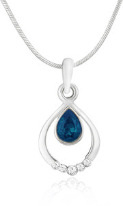 mahi Pretty Blue Drop Rhodium Brass, Alloy Pendant