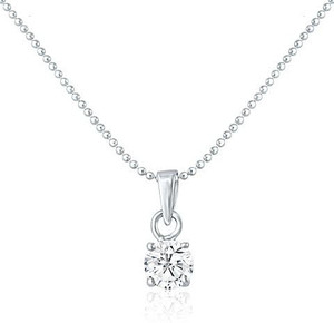 mahi Solitaire Classic Rhodium Swarovski Crystal Brass, Alloy Pendant