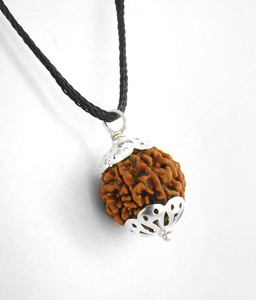 Narayan Religious Shopee 5 Mukhi Rudraksha Silver Pendant