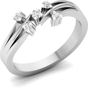Chandrika Pearls Silver Diamond Platinum Plated Ring