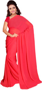 Vardan PRINTS Solid/Plain Bollywood Georgette Saree