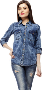 STYLESTONE Women Solid Casual Blue Shirt