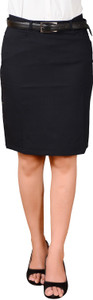 LGC Solid Women Straight Black Skirt