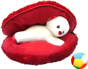 Saugat Traders Beautiful Teddy in Heart with Soft Ball  - 9.84 Inch