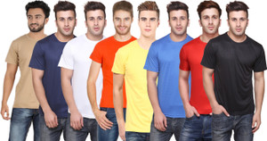 FUNKY GUYS Solid Men Round Neck Multicolor T-Shirt