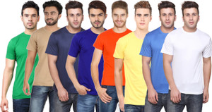 FUNKY GUYS Solid Men Round Neck Multicolor T-Shirt
