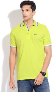 HUGO BOSS Solid Men Polo Neck Yellow T-Shirt - Buy YELLOW HUGO BOSS Solid  Men Polo Neck Yellow T-Shirt Online at Best Prices in India | Flipkart.com