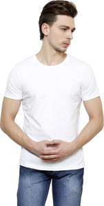 Casual Tees Solid Men Round Neck White T-Shirt