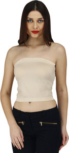 GOLDEN GIRL Casual Sleeveless Solid Women Beige Top
