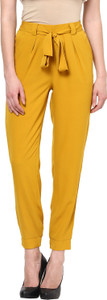 HARPA Mustard Solid Regular Fit Women Yellow Trousers