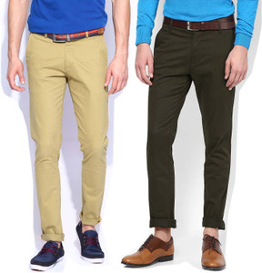 AD & AV Regular Fit Men Dark Green, Brown Trousers