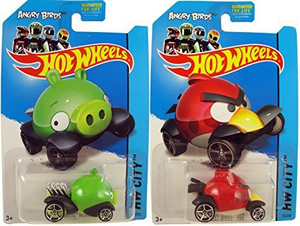 HOT WHEELS 2014 Angry Birds Red Bird & Minion Pig (Set Of 2