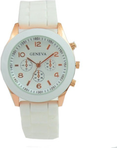 Geneva Beige Dial White Rim Silicone Band Women\'s Quartz Watch New Simple Silicone Brand Casual Quartz Watch Women Crystal  main image 3