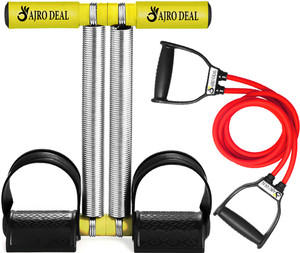 AJRO DEAL Fitness Combo Double Spring Tummy Trimmer With Heavy Resistance Band Toning Tube Ab Exerciser
