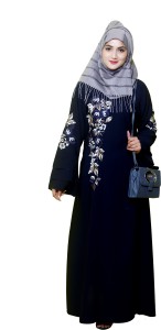 Bhumi fab EMBROIDERED Abaya for girls and women Cotton Crepe Blend Solid Burqa With Hijab