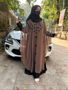 Emaan Outfit Cotton Blend Houndstooth Abaya With Hijab