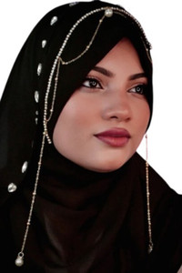 CRENCH CREATION Chiffon Self Design Abaya With Hijab