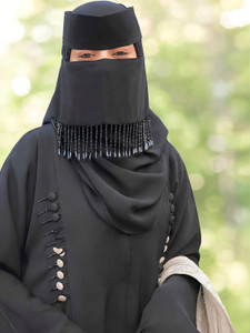 HR INJA FASHION Chiffon Self Design Naqab - Image 1