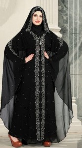 Emaan Outfit Nida Matte, Chiffon, Georgette Chiffon Blend Self Design, Solid, Houndstooth Abaya With Hijab