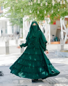 BISAL Georgette Self Design Burqa With Hijab