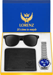 LORENZ Watch, Sunglass & Wallet Combo Blue