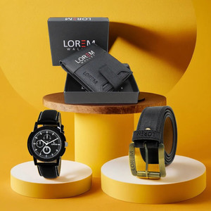 LOREM Belt, Wallet & Watch Combo