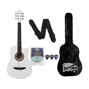 intern INT-38C-WH Acoustic Guitar Linden Wood Rosewood Right Hand Orientation