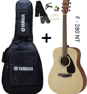 YAMAHA F - 280 NATURAL WITH COVER , BELT , STRING SET , CAPO , PICK Acoustic Guitar Rosewood Rosewood Right Hand Orientation