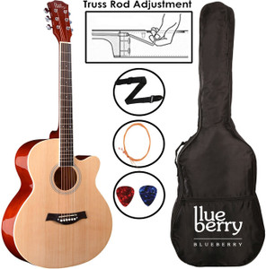 BLUEBERRY B-40L-Natural, 40" Acoustic Guitar Spruce Ebony Right Hand Orientation