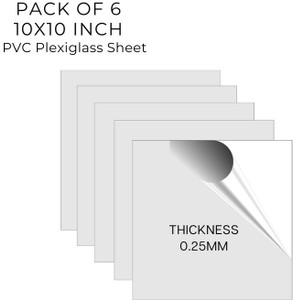UNIXAA 10X10IN Plexiglass/PET Transparent Sheet Double Sided Protective Film(Pack Of 6) 10 inch Acrylic Sheet