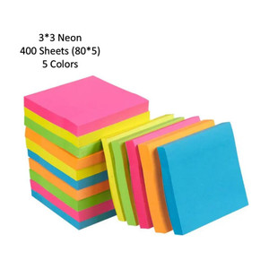 AirSoft Magical Post it 400 sheets Fluorescent paper Self Adhesive Bookmarks Sticks 400 Sheets Regular, 5 Colors