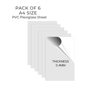 UNIXAA A4 Size Plexiglass/PET Transparent Sheet Double Sided Protective Film(Pack Of 6) 29.7 cm Acrylic Sheet