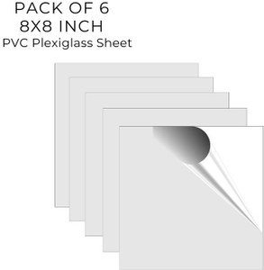 UNIXAA 8X8 IN Plexiglass/PET Transparent Sheet Double Sided Protective Film(Pack Of 6) 8 inch Acrylic Sheet
