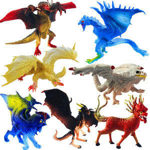 Mallexo Realistic Flying Dragons Dinosaur Animal Toys for Kids 8PCs BIG SIZE Dino Toys