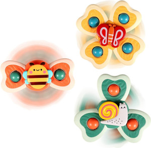 Tazomi 3 Pcs Silicone Suction Cup Base Spinning Toy Sensory Fidget Baby Spinning