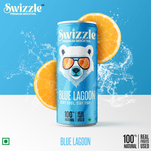 Swizzle Blue Lagoon 250ml - (Pack of 3) Premium Mocktail Carbonated Hydration Drink Can