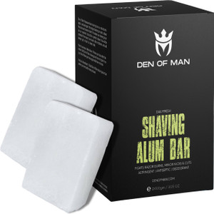 Den of Man 2x100gm Alum Stone (fitakri) Shaving Bar for Razor Burns, Minor Cuts, Antiseptic