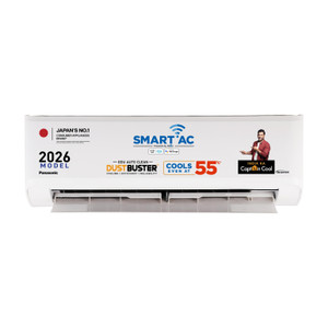Panasonic 2026 Model 1 Ton 3 Star Split Inverter with Wi-fi Smart, DustBuster Tech, Matter Enabled, AI, Higher Airflow, 2-Way Swing, Cools at 55 Deg. C, Copper Condenser, 8in1 Convertible, PM0.1 Filter AC
