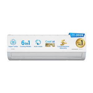 Midea 2026 Model 1.5 Ton 3 Star Split Inverter Convertible 6-in-1 with Auto Intelligence,Turbo Mode for Faster Cooling, Auto Defrost Clean and HD & PM 2.5 Filter AC