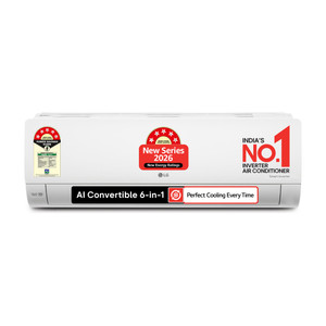 LG 2026 Model 1 Ton 5 Star Split Smart Inverter Faster Cooling and Energy Saving, AI Convertible 6-in-1 Cooling, HD Filter with Anti Virus Protection, Him Clean, 4 Way Air Swing, Cools at 55 degree celsius, VIRAAT Mode and Diet Mode Plus AC