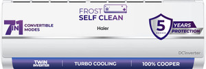 Haier 2025 Model 1 Ton 3 Star Split Dual Inverter Intelli-Convertible 7 in 1 ConvertibleHD Filter, Frost Self Clean, Upto 20 M air Flow, Hyper PCB AC