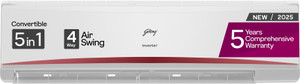 Godrej 5-In-1 Convertible Cooling 2024 Model 2 Ton 5 Star Split Inverter with 4-way Air Swing AC AC  - White