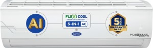 CARRIER 2024 Model AI Flexicool Convertible 6-in-1 Cooling 2 Ton 5 Star Split Inverter Dual Filtration with HD & Auto Cleanser AC with PM 2.5 Filter  - White