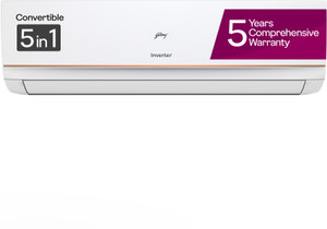 Godrej 2024 Model 5-In-1-Convertible Cooling 1.4 Ton 3 Star Split Inverter Heavy Duty Cooling At Extreme Temperature AC  - White
