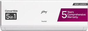 Godrej 5-In-1-Convertible Cooling 2025 Model 1 Ton 3 Star Split Inverter With Heavy Duty Cooling At Extreme Temperature AC  - White