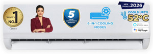 Midea 2026 Model 2 Ton 3 Star Split AI Inverter with Wi-fi Convertible 6-in-1 with Turbo Mode for Faster Cooling, Auto Defrost Clean and HD & PM 2.5 Filter AC
