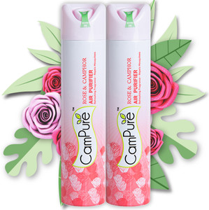 CamPure Air Purifier Rose - Pack of 2 Spray Air Purifier Rose & Camphor - Refreshing Fragrance - Repels Mosquitoes - Pack of 2